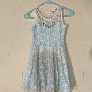 Knitworks Light Blue and White Lace Dress Girls 10 nwot